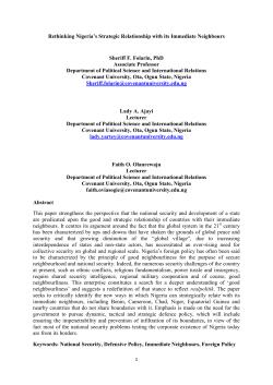 Rethinking Nigeria`s Strategic Relationship with its Immediate