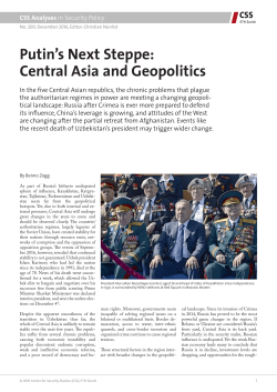 Putin`s Next Steppe: Central Asia and Geopolitics - ETH E