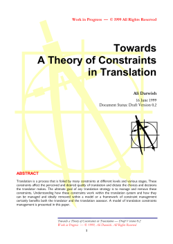 Towards A Theory of Constraints in Translation