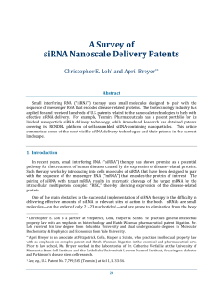 A Survey of siRNA Nanoscale Delivery Patents Nanotechnology