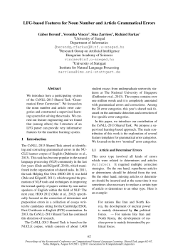 LFG-based Features for Noun Number and Article Grammatical Errors