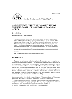 ARRANGEMENTS IN DEVELOPING AGRICULTURAL MARKETS