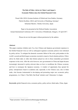 Abb et al. Economic policy advice in China and Japan PSA