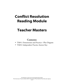 Conflict Resolution Reading Module Teacher Masters Contents