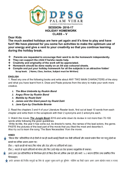 SESSION- 2016-17 HOLIDAY HOMEWORK CLASS &ndash; V Dear Kids