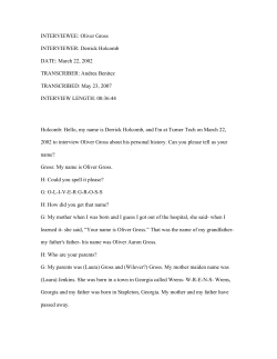 INTERVIEWEE: Oliver Gross INTERVIEWER: Derrick Holcomb