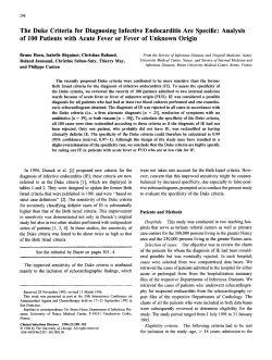 The Duke Criteria for Diagnosing Infective Endocarditis Are Specific