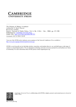 The Politics of Blame Avoidance