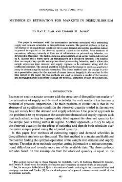 METHODS OF ESTIMATION FOR MARKETS IN
