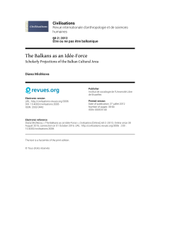 The Balkans as an Idée-Force - Revue Civilisations