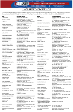 Please click here to download/view Unclaimed Dividends list