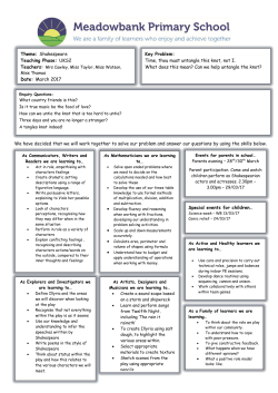 Shakespeare Teaching Phase: UKS2 Date: March 2017 Key Problem