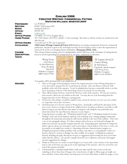 English 3368: Creative Writing: Commercial Fiction