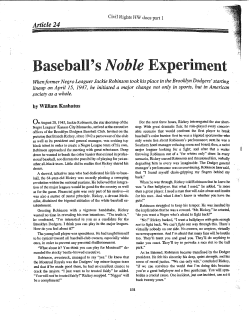 Baseball` Noble Experiment - New Providence School District