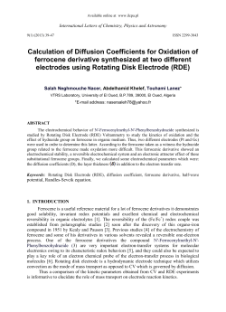Calculation of Diffusion Coefficients for Oxidation of ferrocene