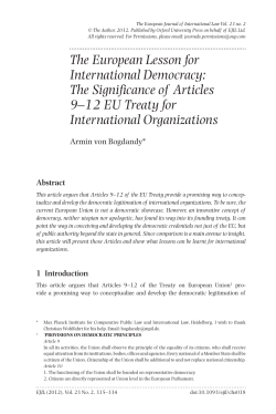The Significance of Articles 9&ndash;12 EU Treaty for