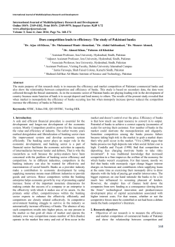 168 Does competition leads to efficiency: The study of Pakistani banks