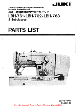 parts list - Superior Sewing