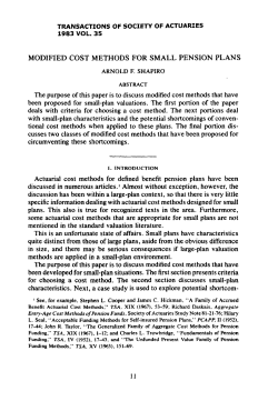 MODIFIED COST METHODS FOR SMALL PENSION PLANS The