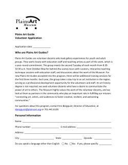 Plains Art Guide Volunteer Application Who are Plains Art Guides?
