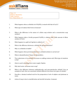 Class: 12 Subject: Chemistry Topic: Surface No. of