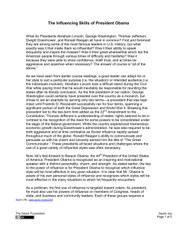 The Influencing Skills of President Obama