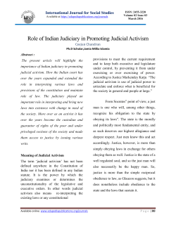 Role of Indian Judiciary in Promoting Judicial Activism