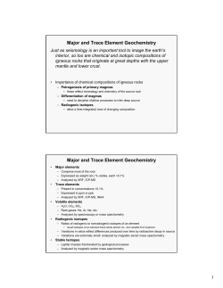 1 Major and Trace Element Geochemistry Major and Trace Element