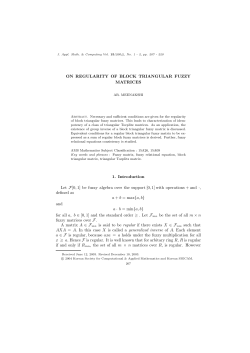 ON REGULARITY OF BLOCK TRIANGULAR FUZZY MATRICES 1