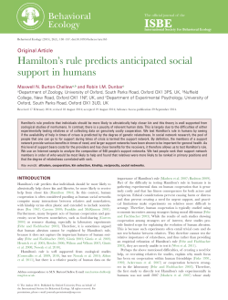 Hamilton`s rule predicts anticipated social