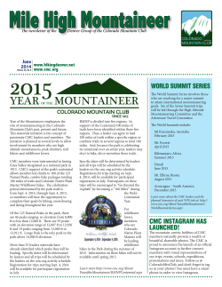 Mile High Mountaineer 2015 - Colorado Mountain Club &ndash; Denver