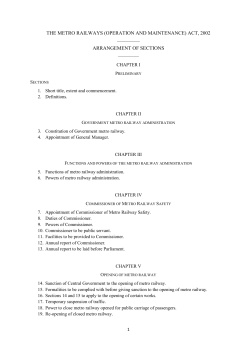 the metro railways (operation and maintenance) act, 2002