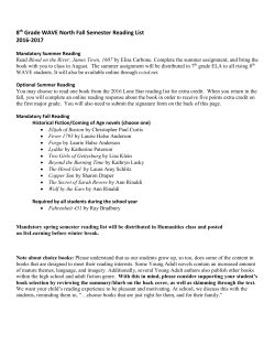 8 Grade WAVE North Fall Semester Reading List 2016-2017