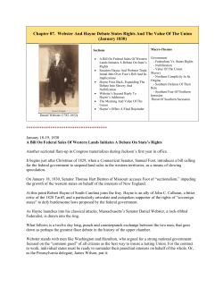 Chapter 87. Webster And Hayne Debate States Rights And The