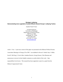 1 Strategic Lobbying: Demonstrating how Legislative Context Effects
