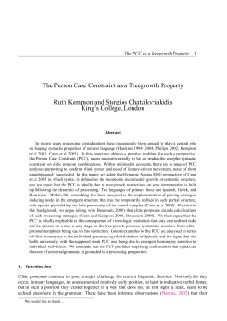 The Person Case Constraint as a Treegrowth Property Ruth
