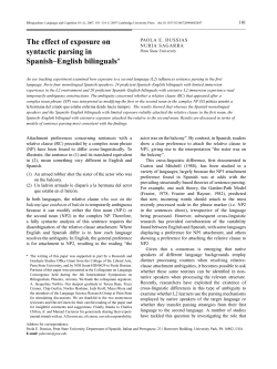 The effect of exposure on syntactic parsing in Spanish&ndash;English