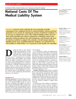National Costs Of The Medical Liability System