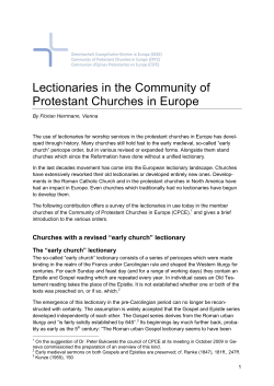 Lectionaries in the CPCE - Community of Protestant Churches in