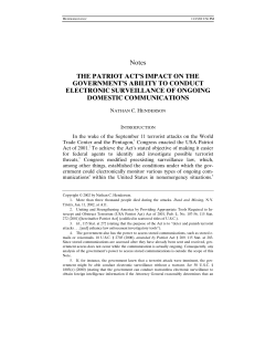 The Patriot Act&acirc;&bull;Žs Impact on the Government&acirc;&bull;Žs Ability to Conduct