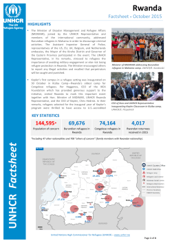 Oct 2015 &ndash; Monthly factsheet &ndash; UNHCR Rwanda