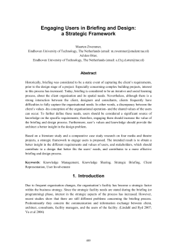 Engaging Users in Briefing and Design: a Strategic Framework