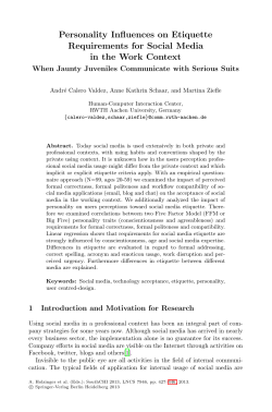 Personality Influences on Etiquette Requirements for Social Media