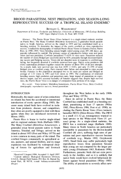 Brood Parasitism, Nest Predation, and Season