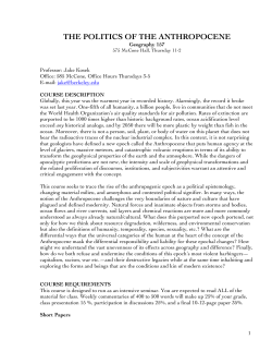 the politics of the anthropocene