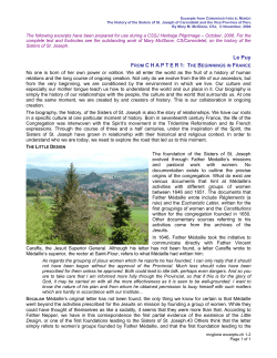 Le Puy FROM CHAPTER 1: T - US Federation of the Sisters of St