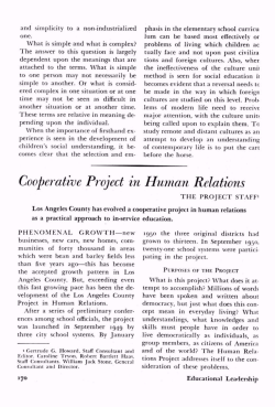Cooperative Project in Human Relations