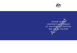 Review of the Corporate Governance of Statutory Authorities and