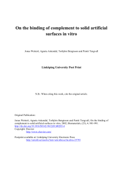 On the binding of complement to solid artificial surfaces in vitro