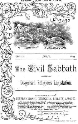 The Civil Sabbath or Diguised Religious Legislation